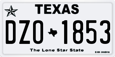 TX license plate DZO1853