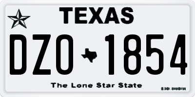 TX license plate DZO1854