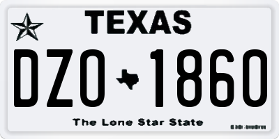 TX license plate DZO1860