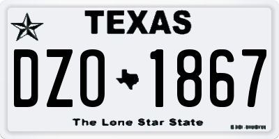 TX license plate DZO1867