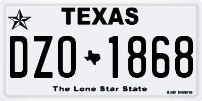 TX license plate DZO1868