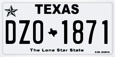 TX license plate DZO1871