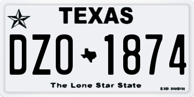 TX license plate DZO1874