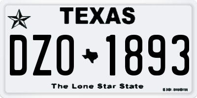 TX license plate DZO1893