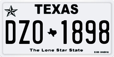 TX license plate DZO1898