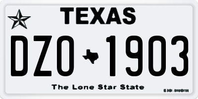 TX license plate DZO1903
