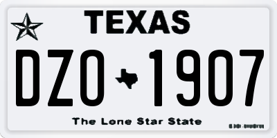 TX license plate DZO1907