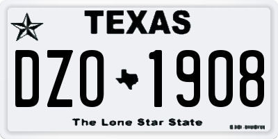 TX license plate DZO1908