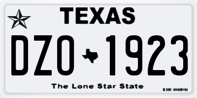 TX license plate DZO1923