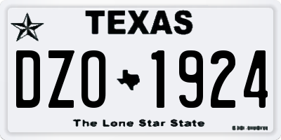 TX license plate DZO1924