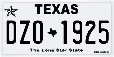 TX license plate DZO1925