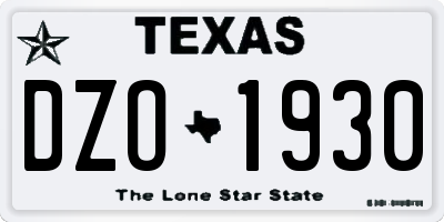 TX license plate DZO1930