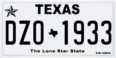TX license plate DZO1933