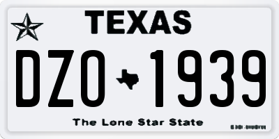 TX license plate DZO1939