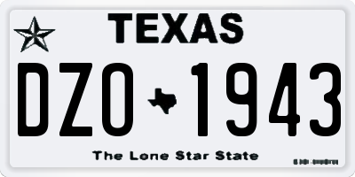 TX license plate DZO1943