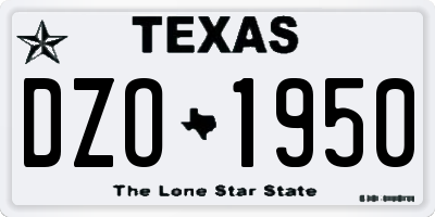 TX license plate DZO1950