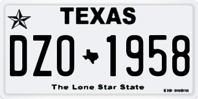 TX license plate DZO1958