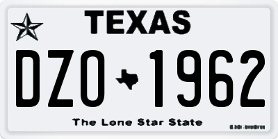 TX license plate DZO1962