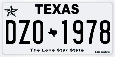 TX license plate DZO1978