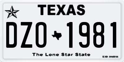 TX license plate DZO1981