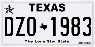 TX license plate DZO1983