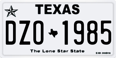 TX license plate DZO1985