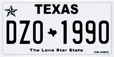 TX license plate DZO1990