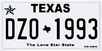 TX license plate DZO1993