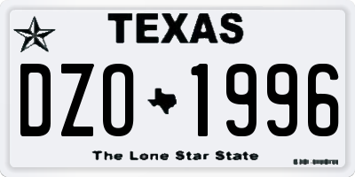 TX license plate DZO1996