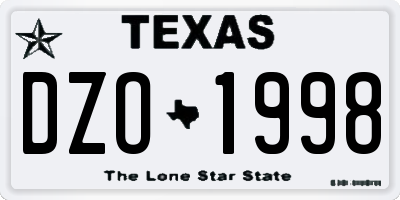TX license plate DZO1998