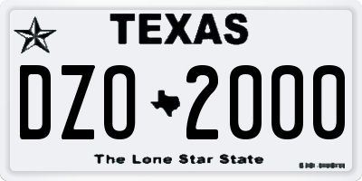 TX license plate DZO2000