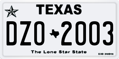 TX license plate DZO2003