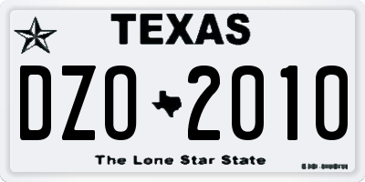 TX license plate DZO2010