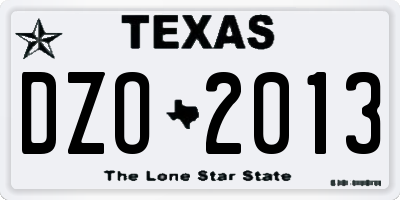 TX license plate DZO2013