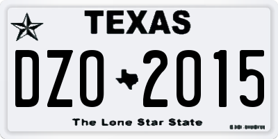 TX license plate DZO2015