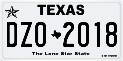 TX license plate DZO2018