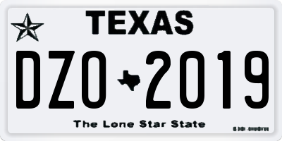 TX license plate DZO2019