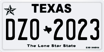 TX license plate DZO2023