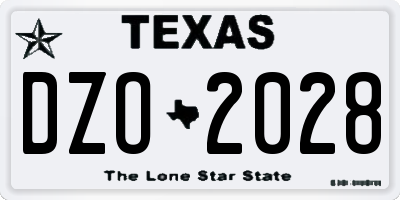 TX license plate DZO2028