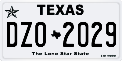 TX license plate DZO2029