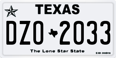 TX license plate DZO2033