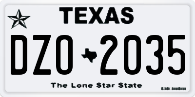 TX license plate DZO2035