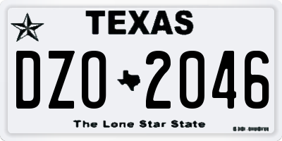 TX license plate DZO2046