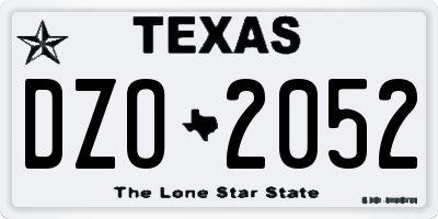 TX license plate DZO2052