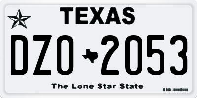 TX license plate DZO2053