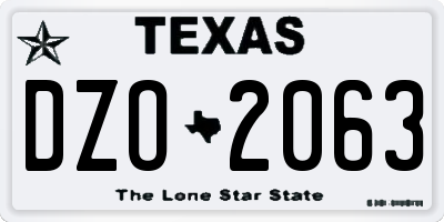 TX license plate DZO2063