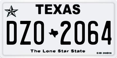 TX license plate DZO2064
