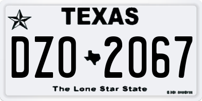 TX license plate DZO2067