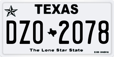 TX license plate DZO2078