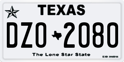 TX license plate DZO2080